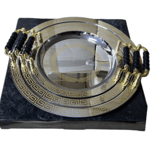 Set 3 Vassoi in Acciaio Inox Oro e Argento – 40/34/28 cm”