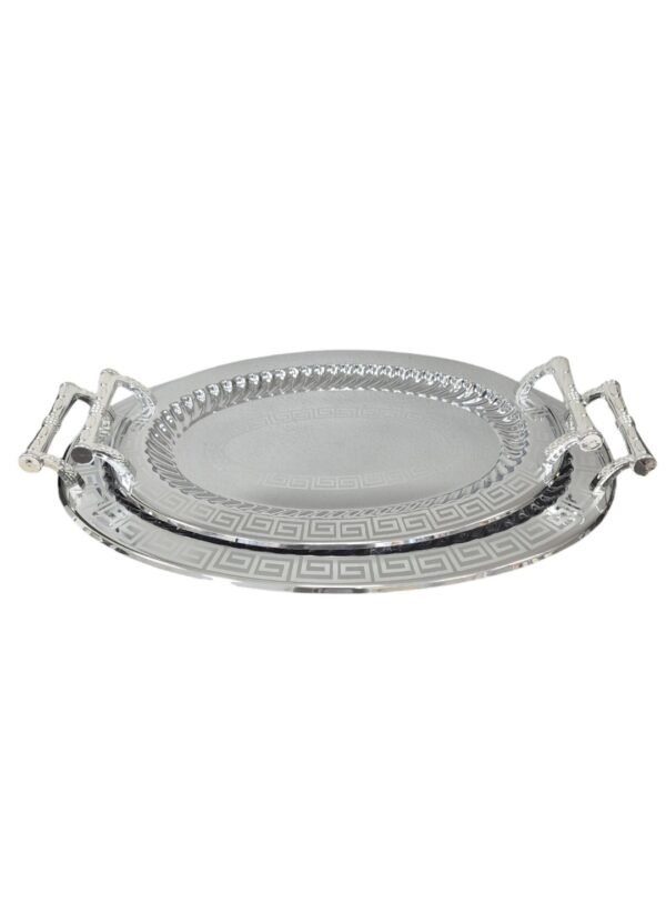 "Set 2 Vassoi Ovali in Acciaio Inox – 37x26 cm + 45x32 cm" - immagine 3