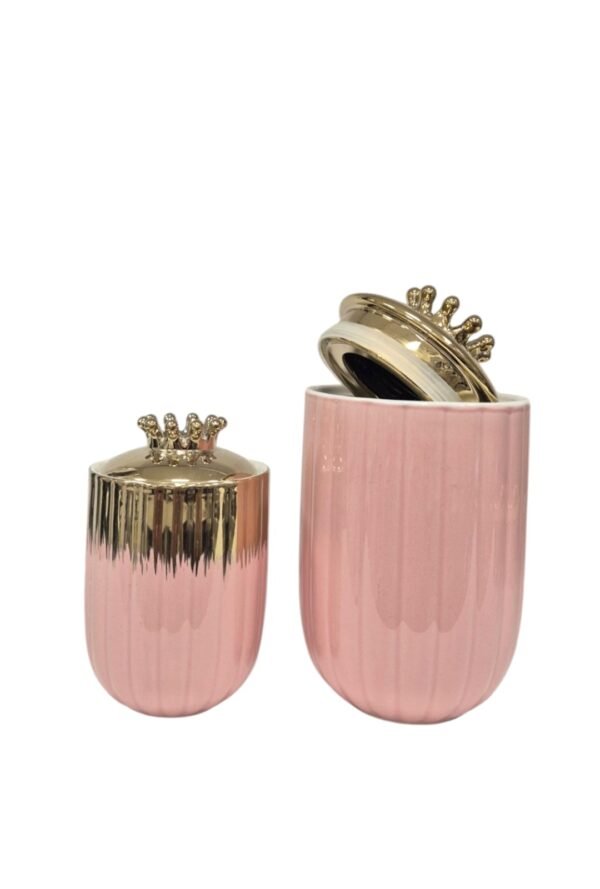Set di Barattoli per Spezie in Ceramica Rosa e Oro – Eleganza e Funzionalità per la tua Cucina - immagine 2