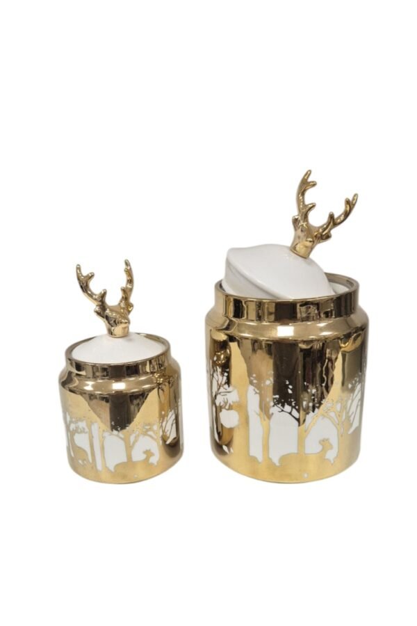 Set di Barattoli per Spezie in Ceramica con Dettagli Dorati - immagine 2