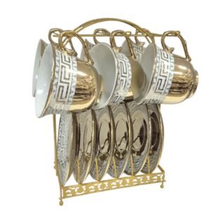 Set di tazze e piattini da caffè e cappuccino di lusso - elegante design dorato