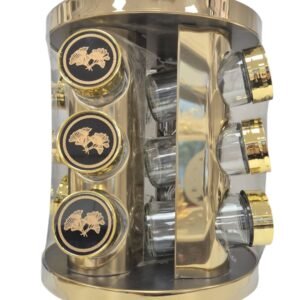 Set Portaspezie Girevole con 12 Barattoli – Organizer Salvaspazio per Cucina Elegante e Funzionale