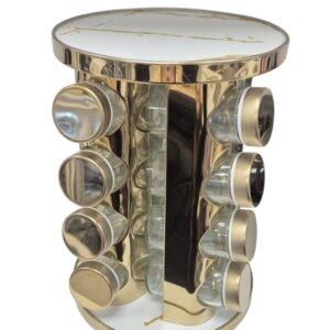 Set Portaspezie Girevole con 16 Barattoli – Organizer Salvaspazio per Cucina Elegante e Funzionale