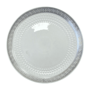 Piatto Bianco Elegante 25 cm con Bordo Argento