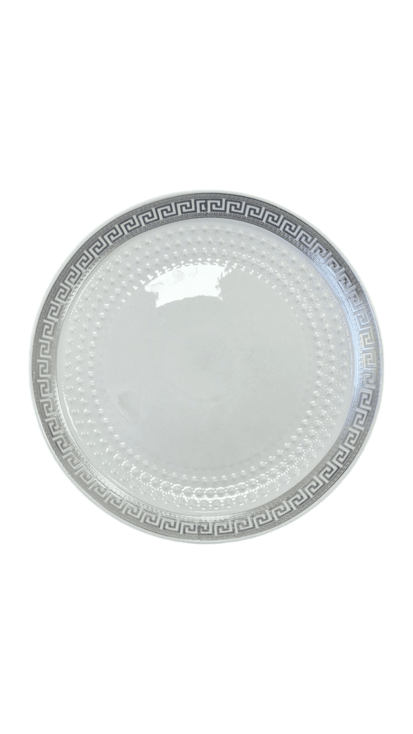Piatto Bianco Elegante 25 cm con Bordo Argento