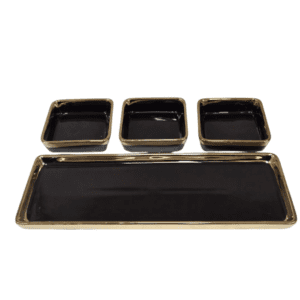 Set Elegante da 4 Pezzi: 3 Ciotole in Ceramica con Piatto