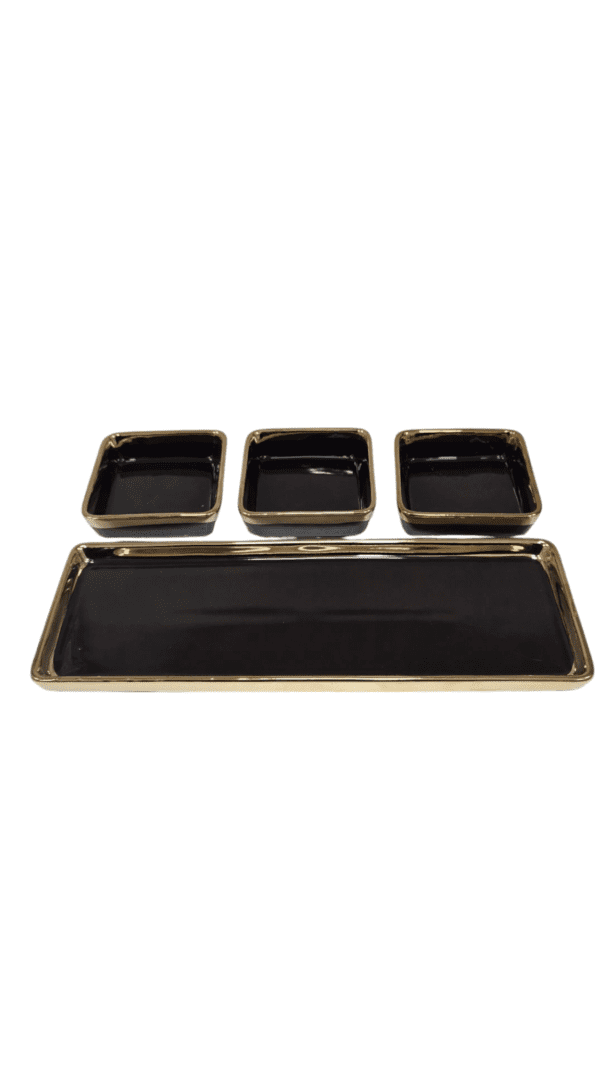 Set Elegante da 4 Pezzi: 3 Ciotole in Ceramica con Piatto