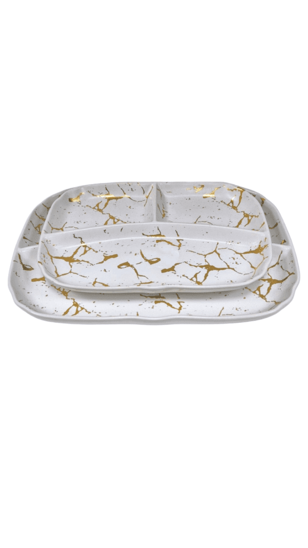 "Set di Piatti in Ceramica Eleganti con Dettagli Dorati – 2 Pezzi" - immagine 2