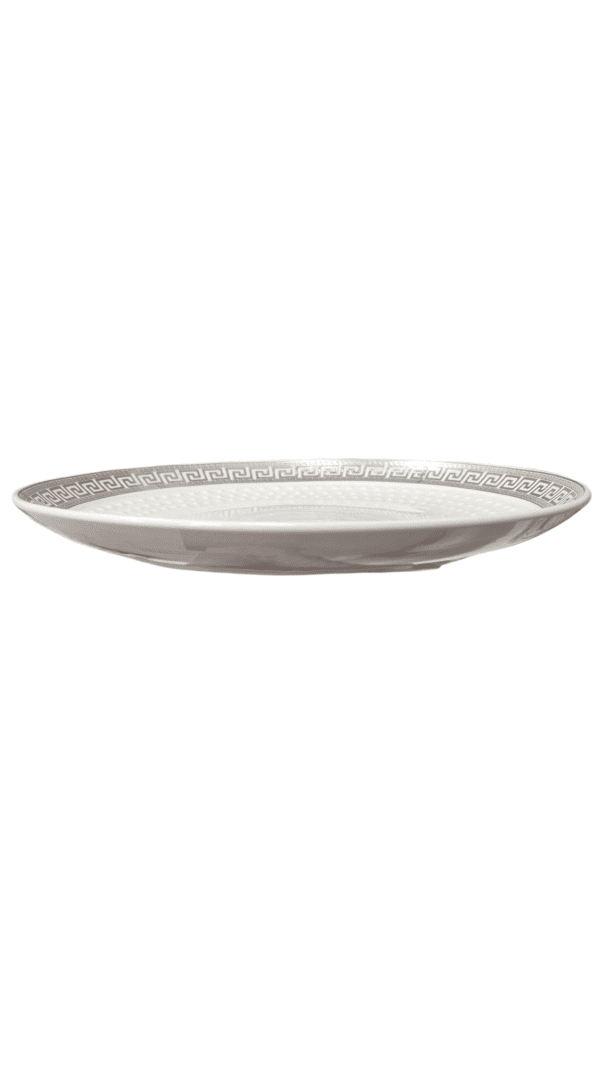 Piatto Bianco Elegante 25 cm con Bordo Argento - immagine 2