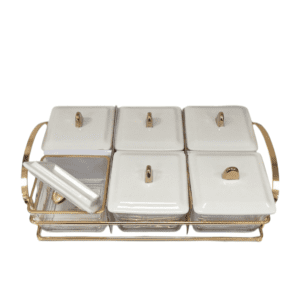 "Porta Frutta Secca e Dolci – Design Elegante in Bianco e Oro"