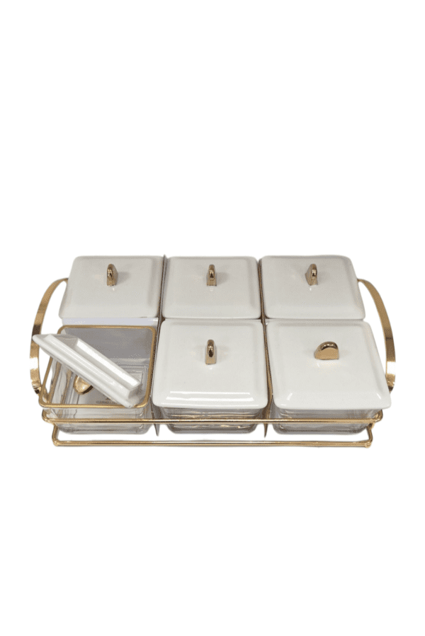 "Porta Frutta Secca e Dolci – Design Elegante in Bianco e Oro"