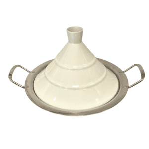 Tajine tradizionale marocchina in ceramica da 34 cm con fondo in acciaio inox