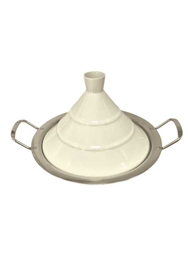 Tajine tradizionale marocchina in ceramica da 34 cm con fondo in acciaio inox
