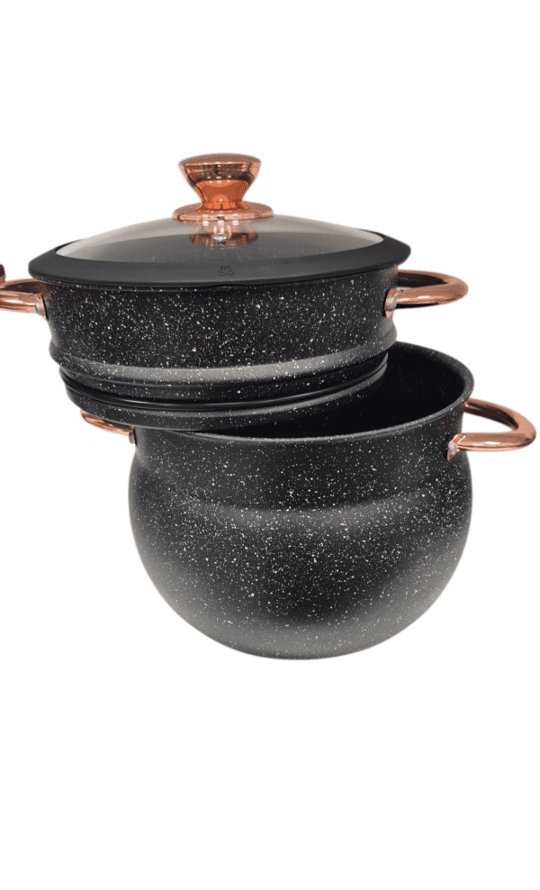 Couscoussiera Tradizionale Antiaderente – Pentola a Vapore per Cuscus, Verdure e Carne – Compatibile Induzione - immagine 2