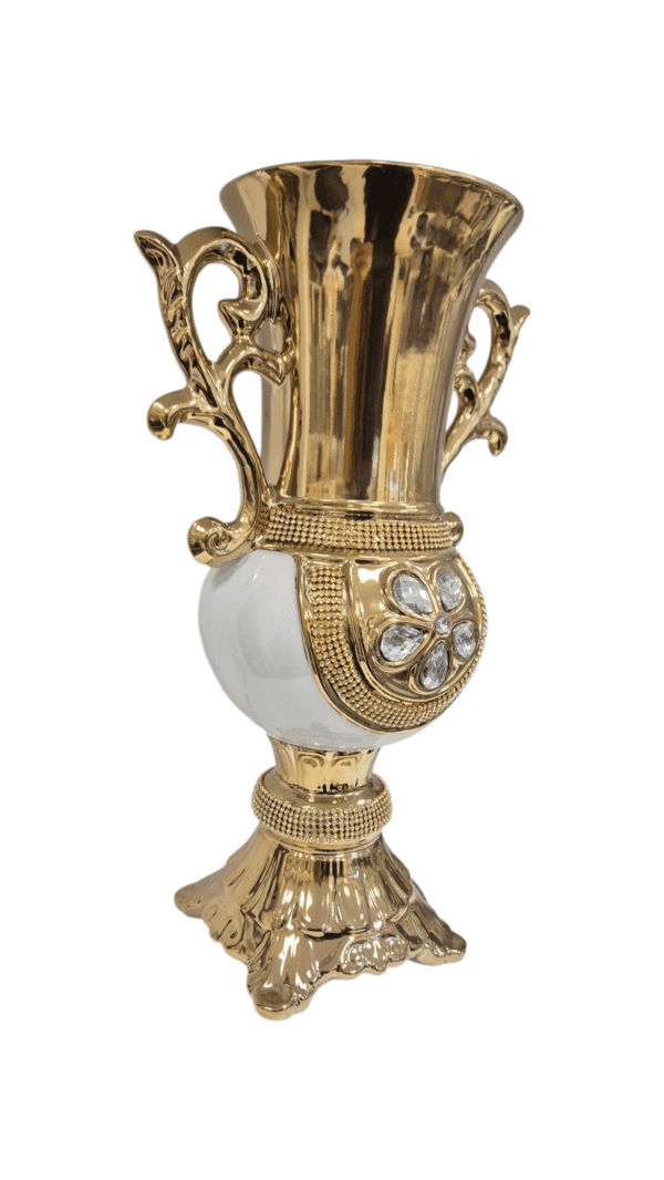 Vaso decorativo bianco e oro – Un tocco di eleganza per la tua casa! - immagine 2