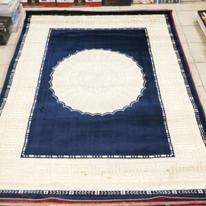 Tappeto Decorativo blu scuro con Ricami Dorati – 160x220 cm