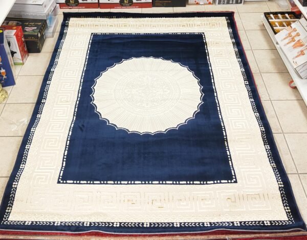 Tappeto Decorativo blu scuro con Ricami Dorati – 160x220 cm