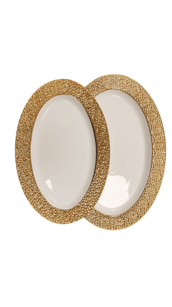 Set di Piatti Eleganti in Oro/Bianco e Argento/Bianco – Lusso e Raffinatezza per la tua Tavola