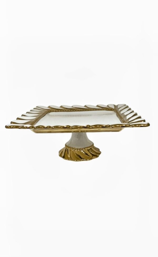 ✨Piatto Elegante in Oro e Bianco (30×30 cm, altezza 12 cm) ✨" - immagine 2