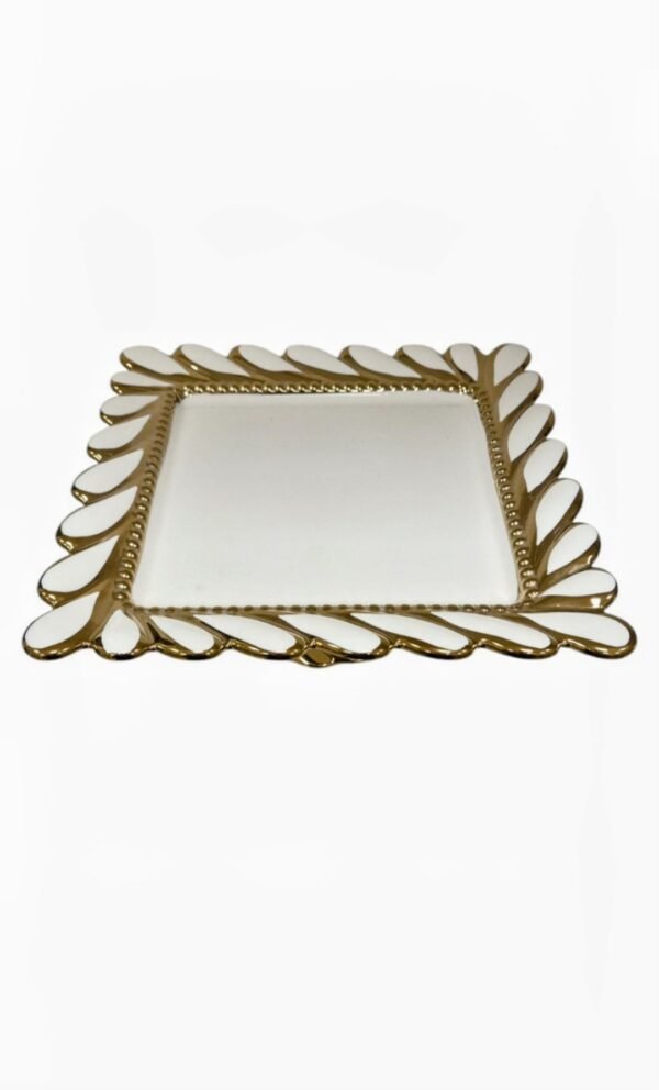 ✨Piatto Elegante in Oro e Bianco (30×30 cm, altezza 12 cm) ✨" - immagine 3