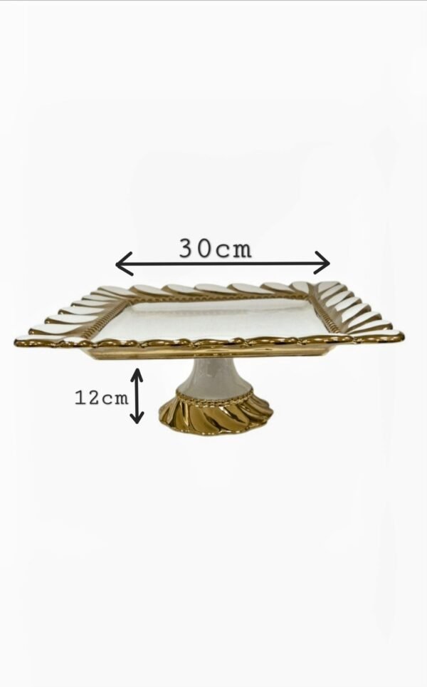 ✨Piatto Elegante in Oro e Bianco (30×30 cm, altezza 12 cm) ✨" - immagine 4
