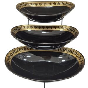 Set di Piatti da Portata di Lusso – Eleganza in Nero e Oro per Dolci e Frutta