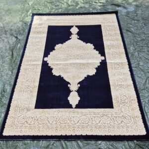 Tappeto Decorativo blu scuro con Ricami Dorati – 160×220 cm