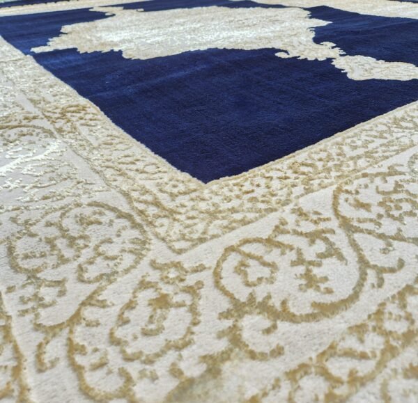 Tappeto Decorativo blu scuro con Ricami Dorati – 160×220 cm - immagine 2