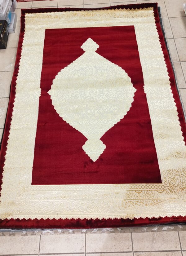 Tappeto Classico Rosso Intenso con Ricami Dorati 160×220cm - immagine 2