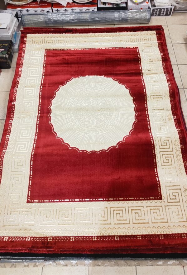 Tappeto Classico Rosso Intenso con Ricami Dorati 160×220cm - immagine 2