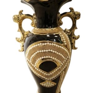 Vaso elegante stile classico, nero e oro