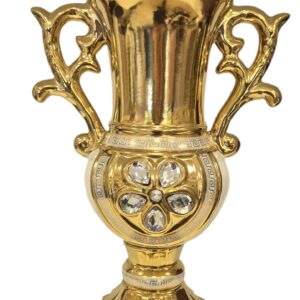 Vaso Decorativo Classico in Ceramica Bianco e Oro 36cm/26cm